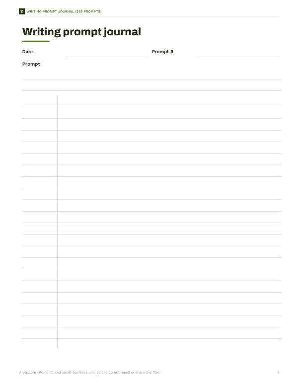 Preview of Printable Writing Prompt Journal Page